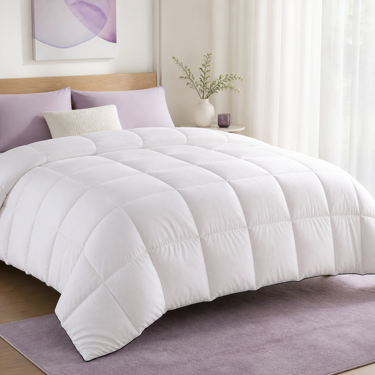 ZOVALIFE Cloud Comforter styled with its full loft visible