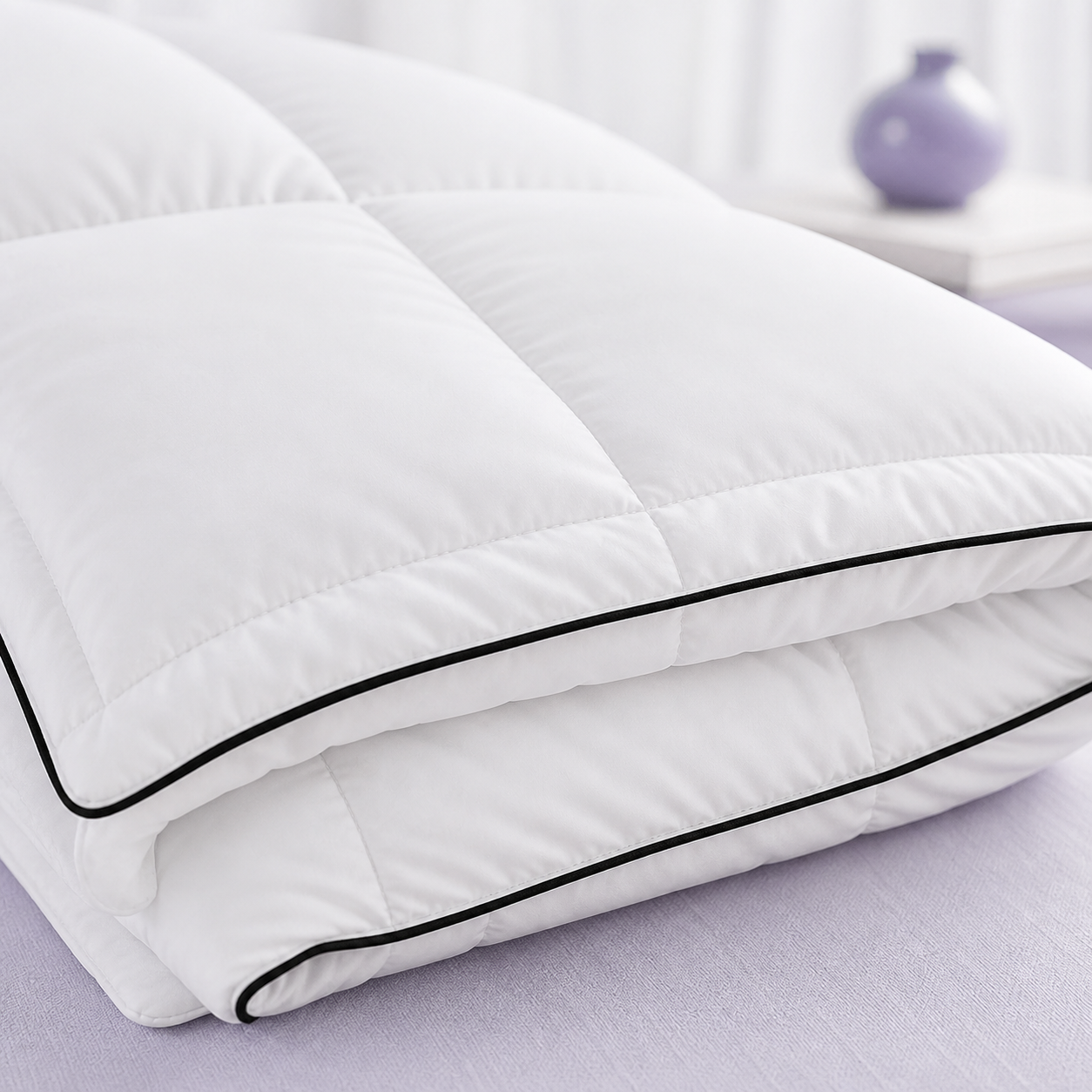 Close view of the Cloud Comforter shell and box quilting